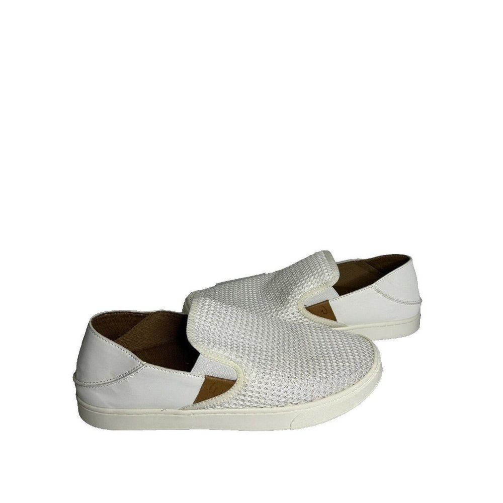 Olukai Pehuea Slip On Shoe Loafers Women Sz 10 20271-WBWB White Mesh Sneakers